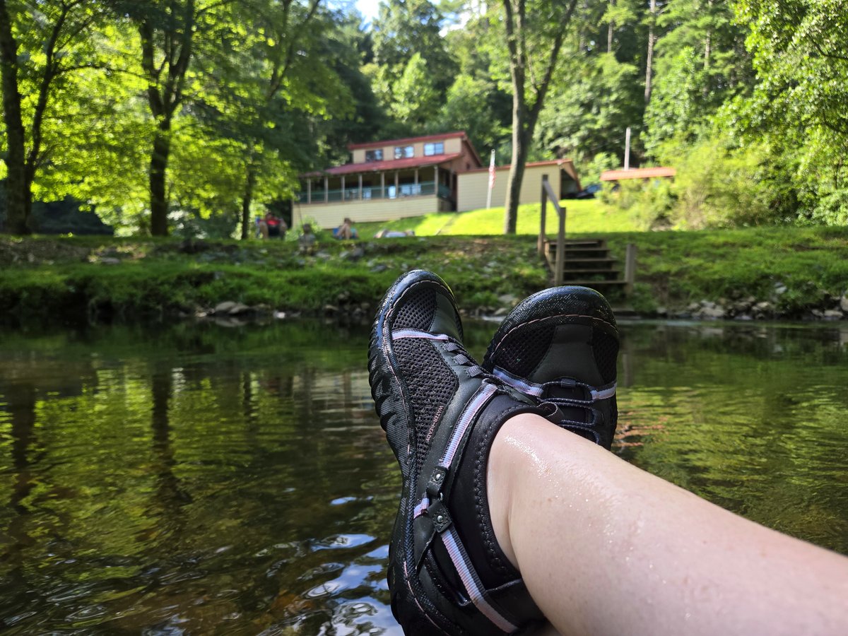 Water shoes on the bank of the Toccoa River in North Georgia